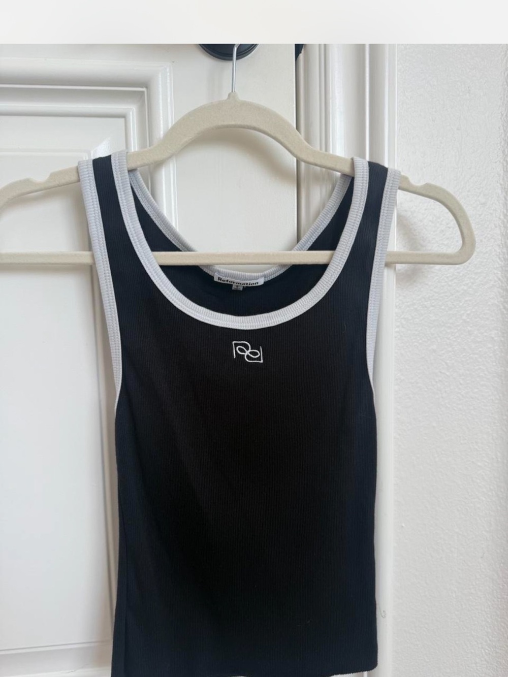 Reformation Black Tank Top with White Trim